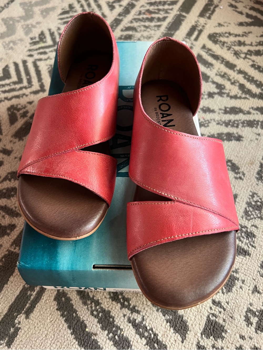 NIB Women’s Red Leather Slide Sandals